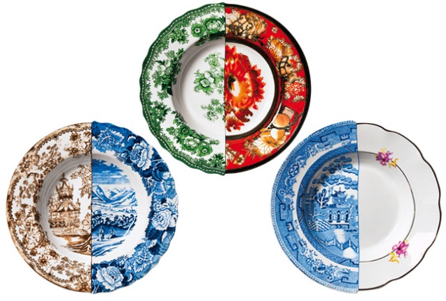 фарфоровая посуда из половинок seletti