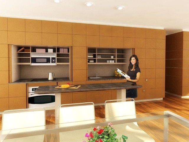 скрытая кухня Stealth Kitchen в интерьере