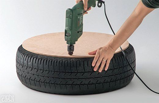 как сделать журнальный столик из шины своими руками