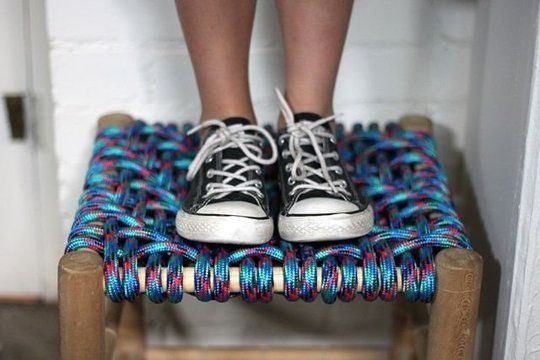 табуретка з плетеним сидінням діагональне плетіння 03