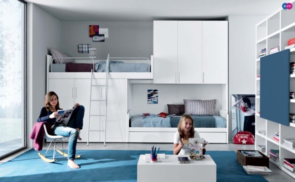 бело-голубой интерьер комнаты для двоих детей, MisuraEmme