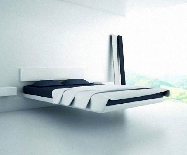pływające łóżko w minimalistycznym stylu