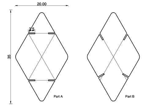 схема деталей A и B для ширмы