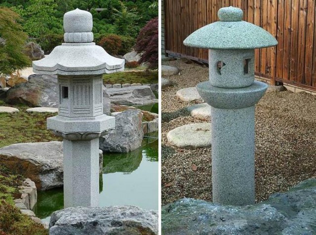 каменные японские фонари ikekomi-gata