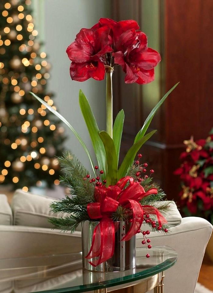 Noworoczne dekoracje świeże kwiaty