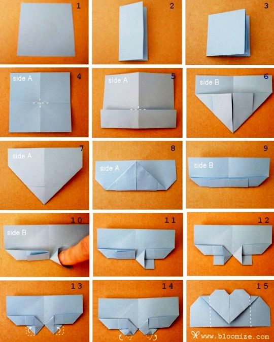 закладка cердечко оригами 