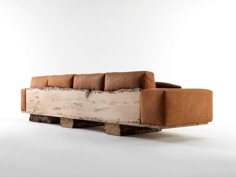 диван со спинкой из натурального дерева Riva 1920