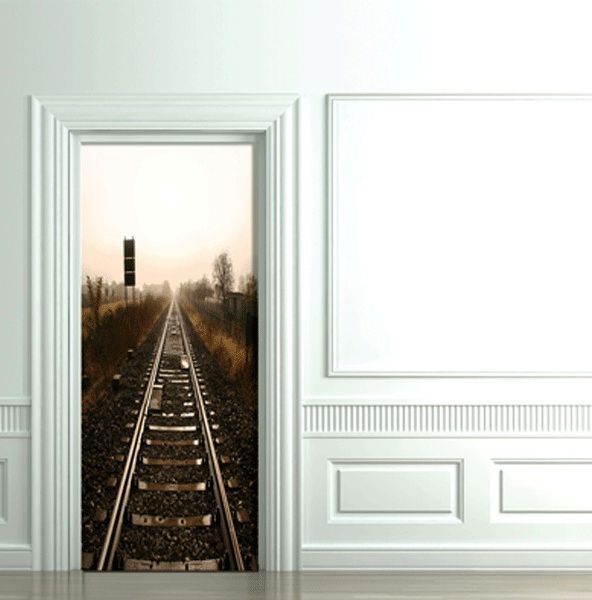 железная дорога 3D фотообои для межкомнатных дверей