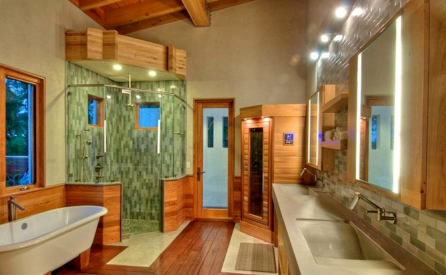 дизайн ванной комнаты с сауной