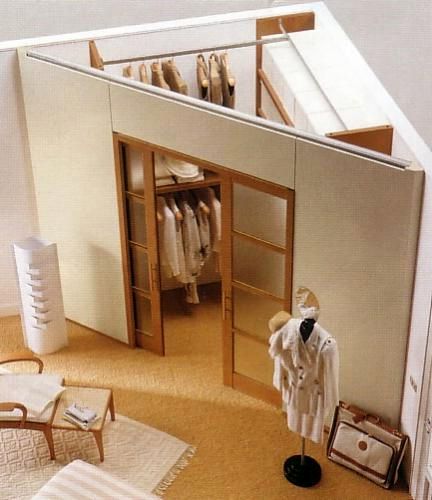закрытый треугольный угловой дизайн гардеробной в комнате