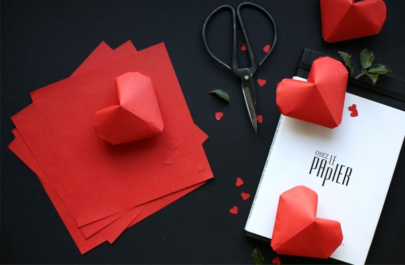 мастер-класс объемные сердечки оригами