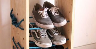 полиця для взуття з мотузок